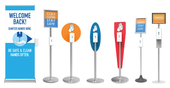 Sanitizer-Stands-With-Signage